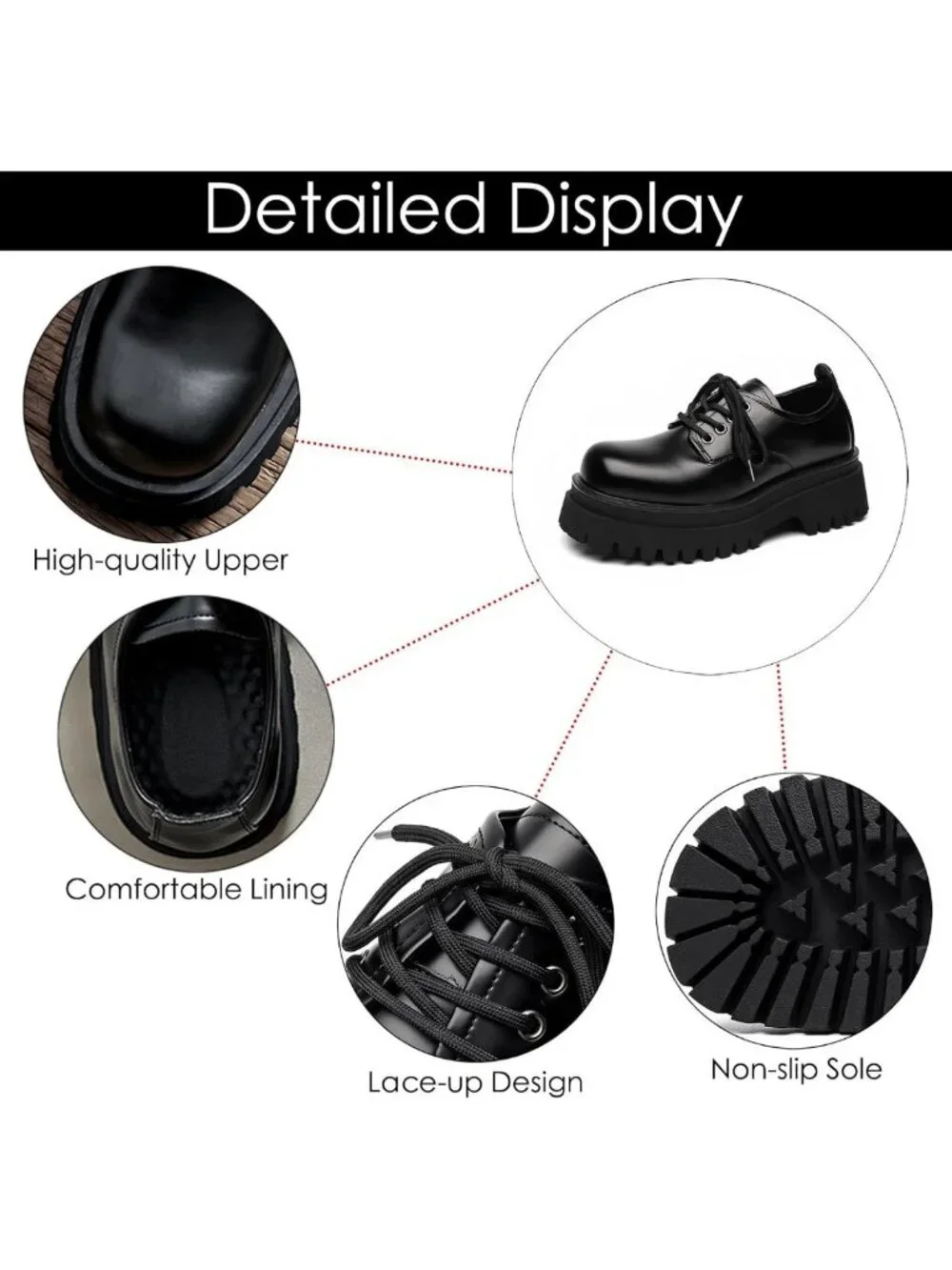 Stylish Men's Leather Oxfords - Chunky Heel, Lace-Up, Non-Slip, Comfortable